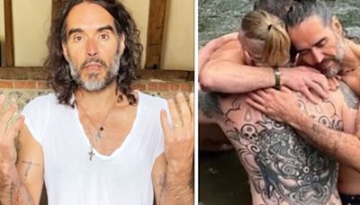 ‘Blessed’ Russell Brand joined by Bear Grylls for baptism in the Thames