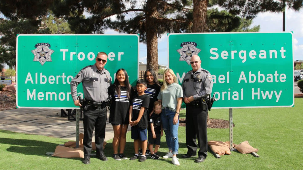 Memorial highway signs unveiled for fallen Nevada troopers