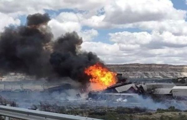 Interstate closed after fiery train derailment in New Mexico near Ariz. border