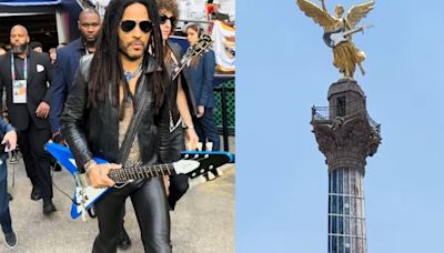 Lenny Kravitz vuelve a México; coloca una guitarra al Ángel de la Independencia