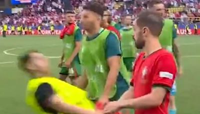 Goncalo Ramos is left limping after being clattered by a STEWARD