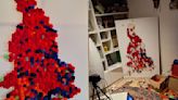 Couple create election map covered in red pom poms after tracking results