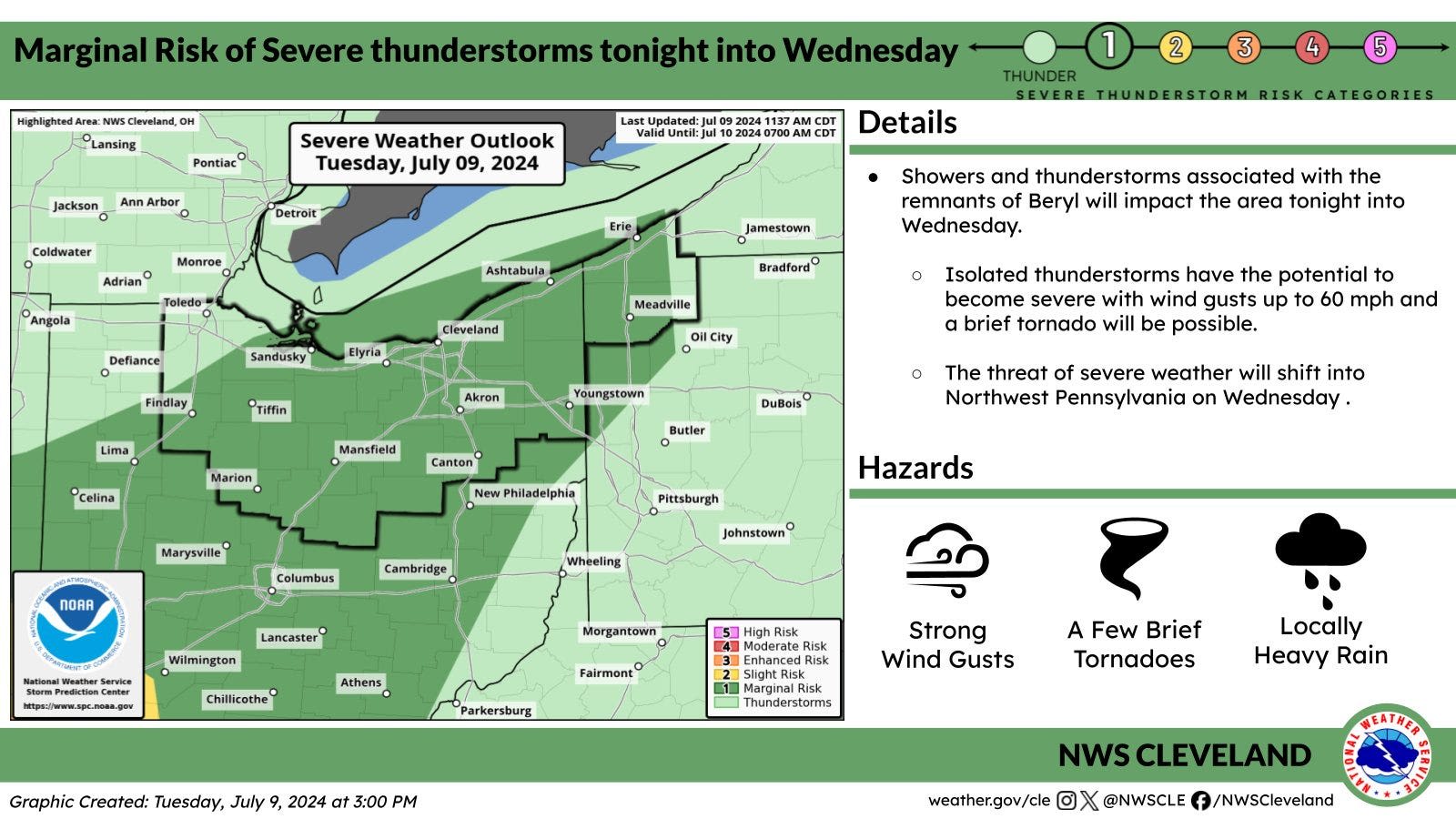 Weather Service warns of possible severe thunderstorm and tornado coming to Canton