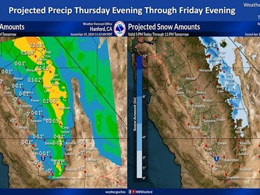 ...Thursday Evening Through Friday Evening (April 26) Weather System Has Yosemite Valley With Up to Half Inch of Rain