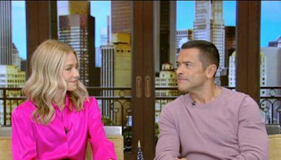 Kelly Ripa accuses Mark Consuelos of judging one of their kids' humor "harshly" on 'Live' after he teases they "could be funnier"