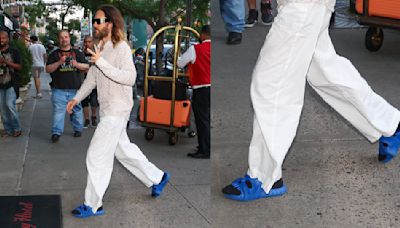 Jared Leto Pops in $16 Blue Skull Slides While in NYC