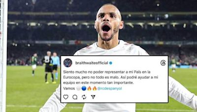 RCD Espanyol: El mensaje de Braithwaite tras quedarse fuera de la Eurocopa 2024