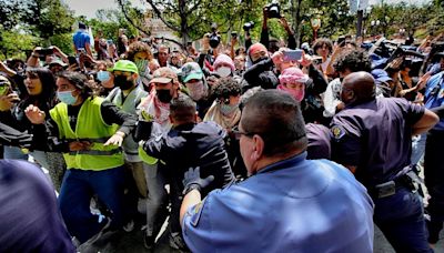 Police tangle with students in Texas and California as wave of campus protest against Gaza war grows