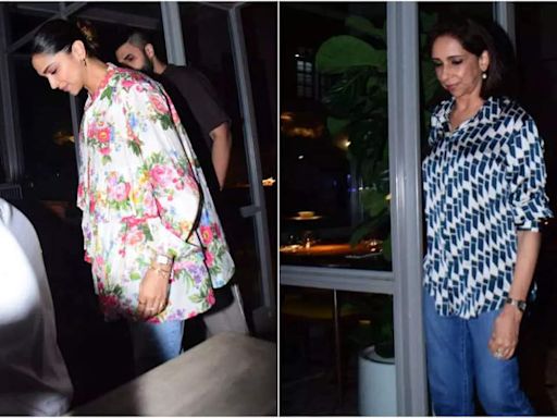 Deepika Padukone oozes pregnancy glow in floral ensemble at family dinner in Mumbai | Hindi Movie News - Times of India