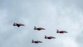 Red Arrows fly over Cumbria and through the Lake District