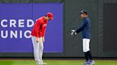 Watch: Shohei Ohtani runs across outfield to greet his hero, Ichiro