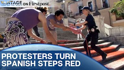 WATCH: Activists Pour Red Paint Down Spanish Steps in Italy |