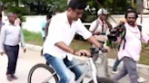 VIDEO: Actor Vishal Arrives On Bicycle To Attend Artist Association Meeting In Chennai