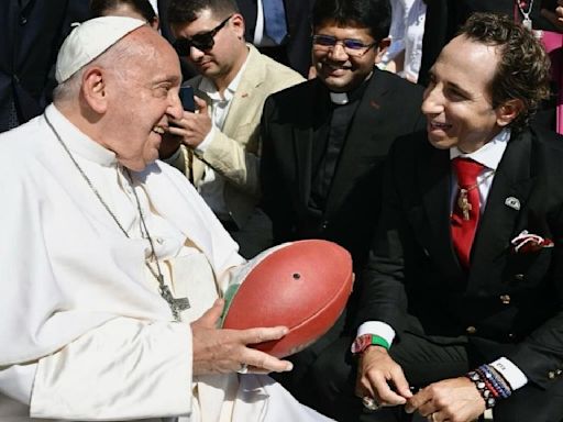 Tommy Devito’s Agent Sean Stellato Gifts Pope Francis Custom Football With His Coat of Arms Emblem