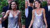 Queen Letizia of Spain Embraces the Liquid Look in Sleeveless Boss Dress With Michael Douglas for Atlántida Mallorca Film...