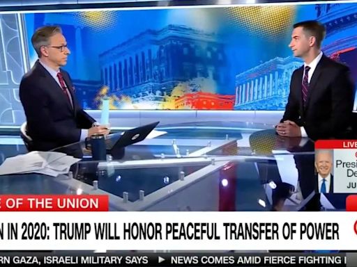 Jake Tapper Challenges Tom Cotton on His 2020 Claim Trump Would Accept Election Results | Video