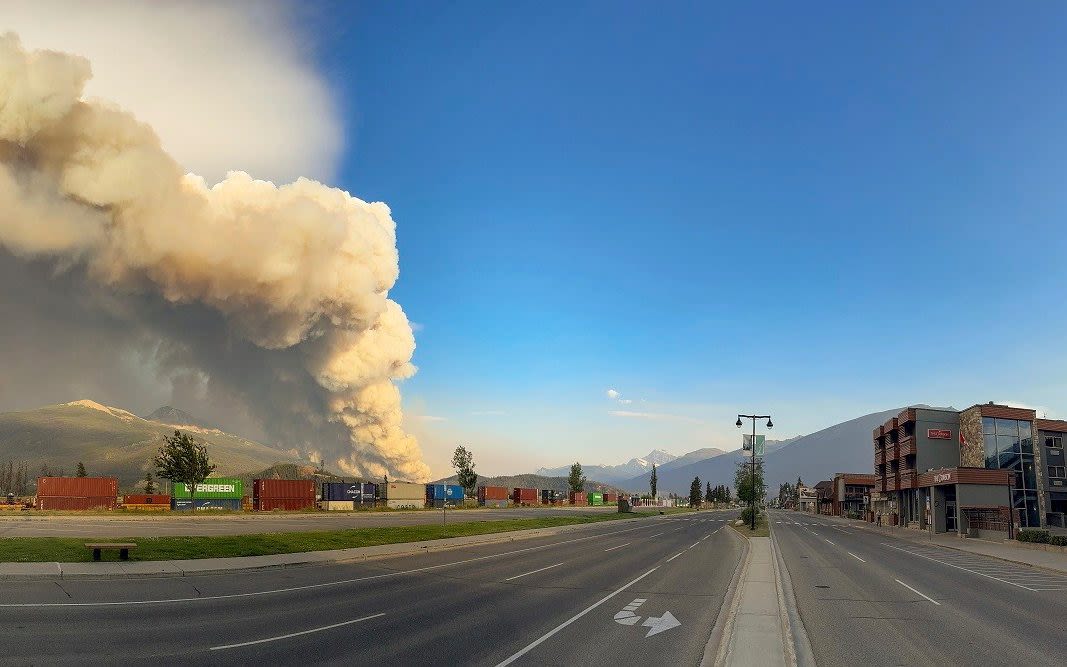 Wildfire triggered by lightning devastates historic Canadian town