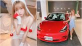 網紅米砂在愛車Model 3上發生「羞羞臉」事件 高喊：找到特斯拉的缺點了！