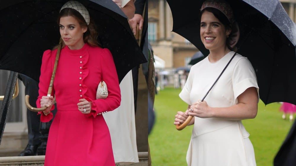 Princess Beatrice Brings a Pop of Crimson in Beulah London Dress to Buckingham Palace Garden Party With Princess Eugenie