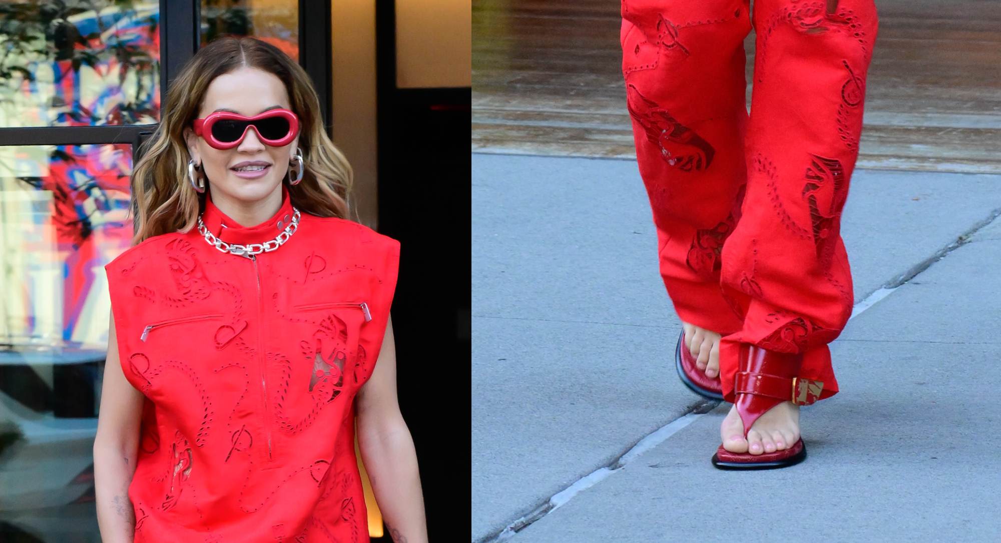 Rita Ora Pops in Unique Red Thong Sandals to Promote ‘Descendants: Rise of the Red’