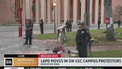 LAPD officers in riot gear clear pro-Palestine encampment on USC campus