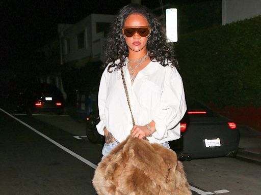 Rihanna Brings Big Bag Energy in Massive $7,200 Saint Laurent Shearling Bag