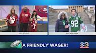 Eagles-49ers: Jim Donovan and Janelle Burrell make a friendly wager before game