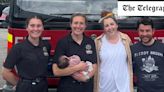 Firefighters tackling blaze at boat-building yard help deliver baby