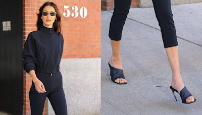 Bella Hadid Makes Streetwear Chic in Ferragamo Mules That Come With Curves Around the Foot and Heel