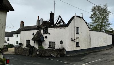 Dozens of firefighters tackle thatched roof blaze