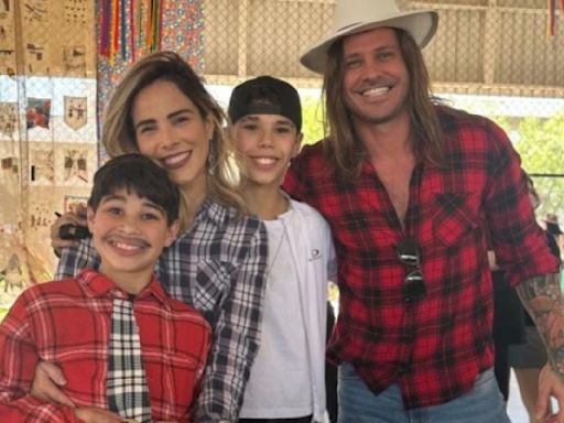 Dado prestigia filhos de Wanessa em festa junina na escola