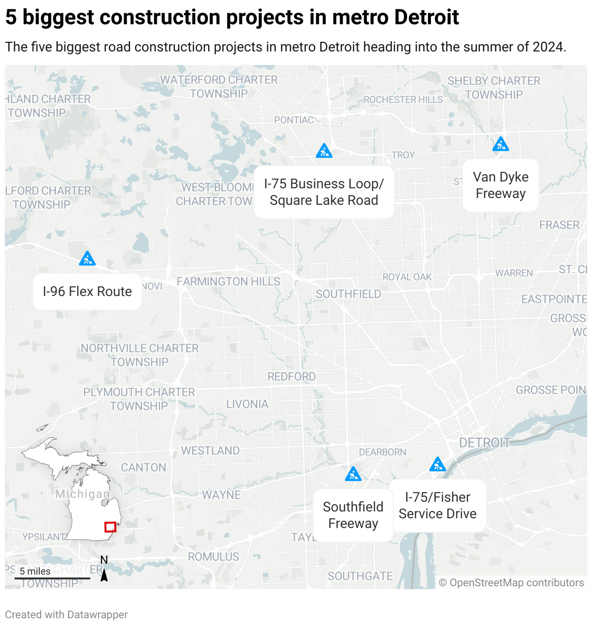 5 biggest metro Detroit road construction projects this summer