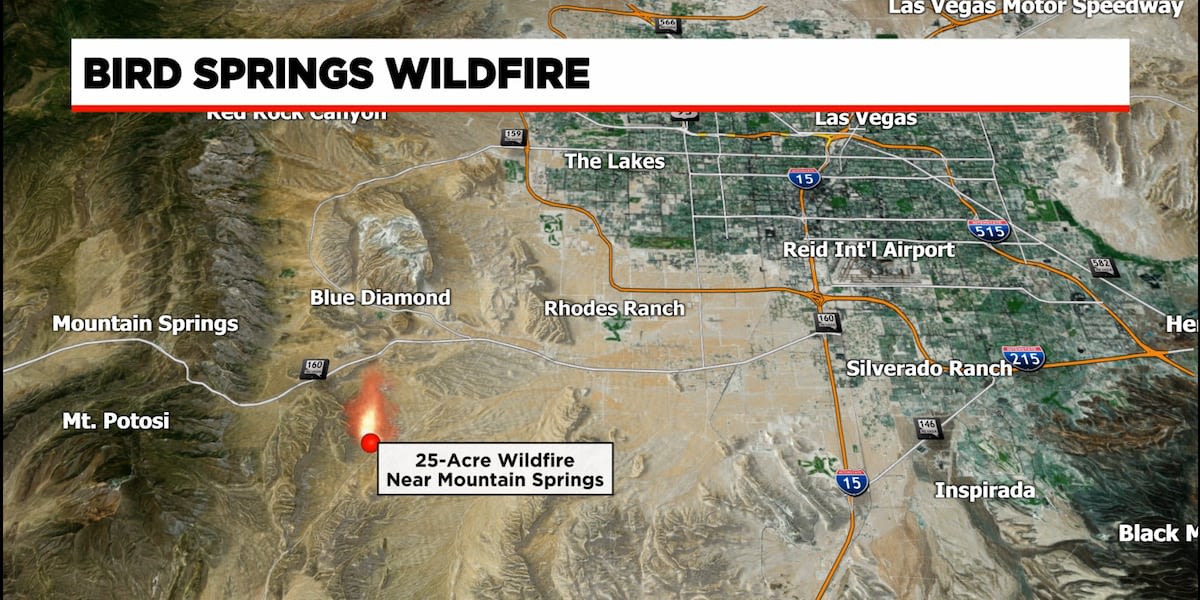 25-acre wildfire reported southwest of Las Vegas