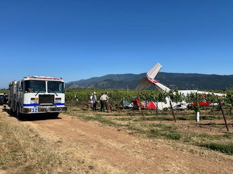 Two people injured after plane crash-lands into vineyard next to Santa Ynez Airport Wednesday