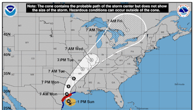 Tropical Storm Beryl is on a path to hit the Texas coast as a hurricane Monday