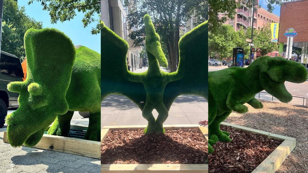 New dinosaur topiaries scattered throughout downtown Raleigh; Here’s where to find them