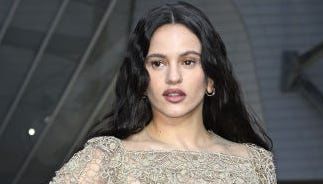 Rosalía goes braless and *almost* frees the nip in a lace naked dress