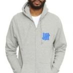 【HOMIEZ】UNDEFEATED 5 STRIKE ZIP HOOD 連帽外套 灰 燙印 S