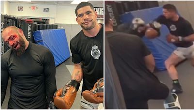 Alex Pereira controversially shares sparring footage of him battering opponent to a bloody mess