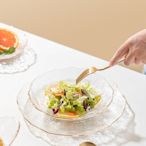 “正品”金邊透明玻璃水果盤家用客廳網紅沙拉創意糖果盤沙拉盤