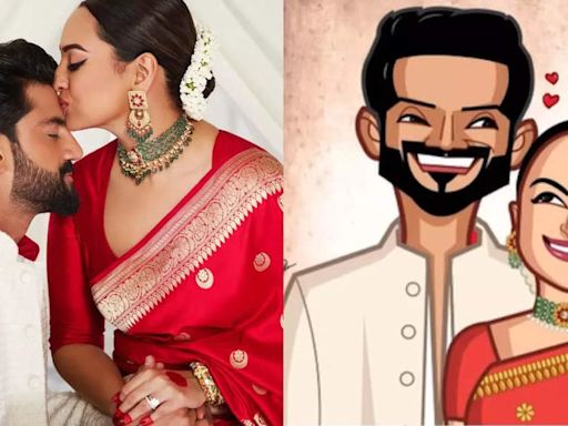 Sonakshi Sinha and Zaheer Iqbal react to heartwarming fan art celebrating their memorable wedding photo | Hindi Movie News - Times of India