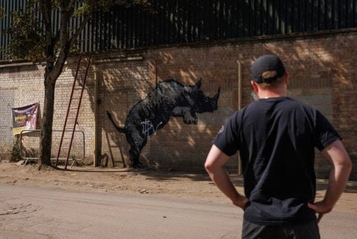 Banksy unveils new rhino art in an animal-themed collection that has popped up across London - The Boston Globe