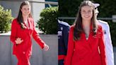 Princess Leonor of Spain Means Business in Fiery-red Carolina Herrera Power Suit for First Official Royal Visit to Portugal