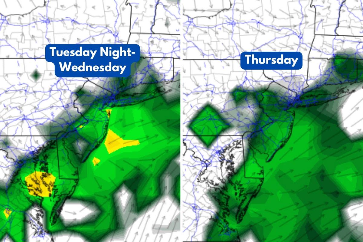 Tuesday NJ weather: Two more big pushes of rain coming up