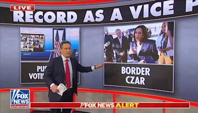 Fox News and Newsmax have falsely suggested Kamala Harris was “border czar” 129 times since Biden’s withdrawal