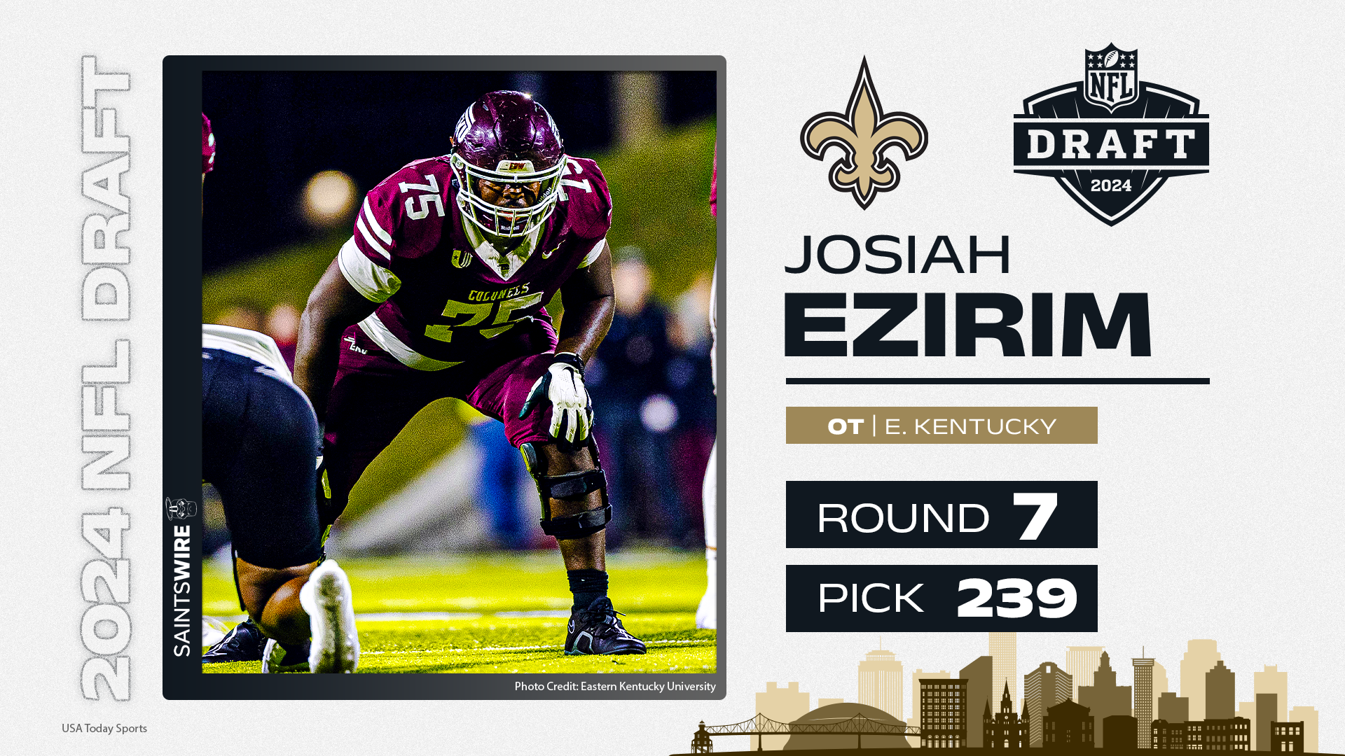 Countdown to Kickoff: Josiah Ezirim is the Saints Player of Day 72