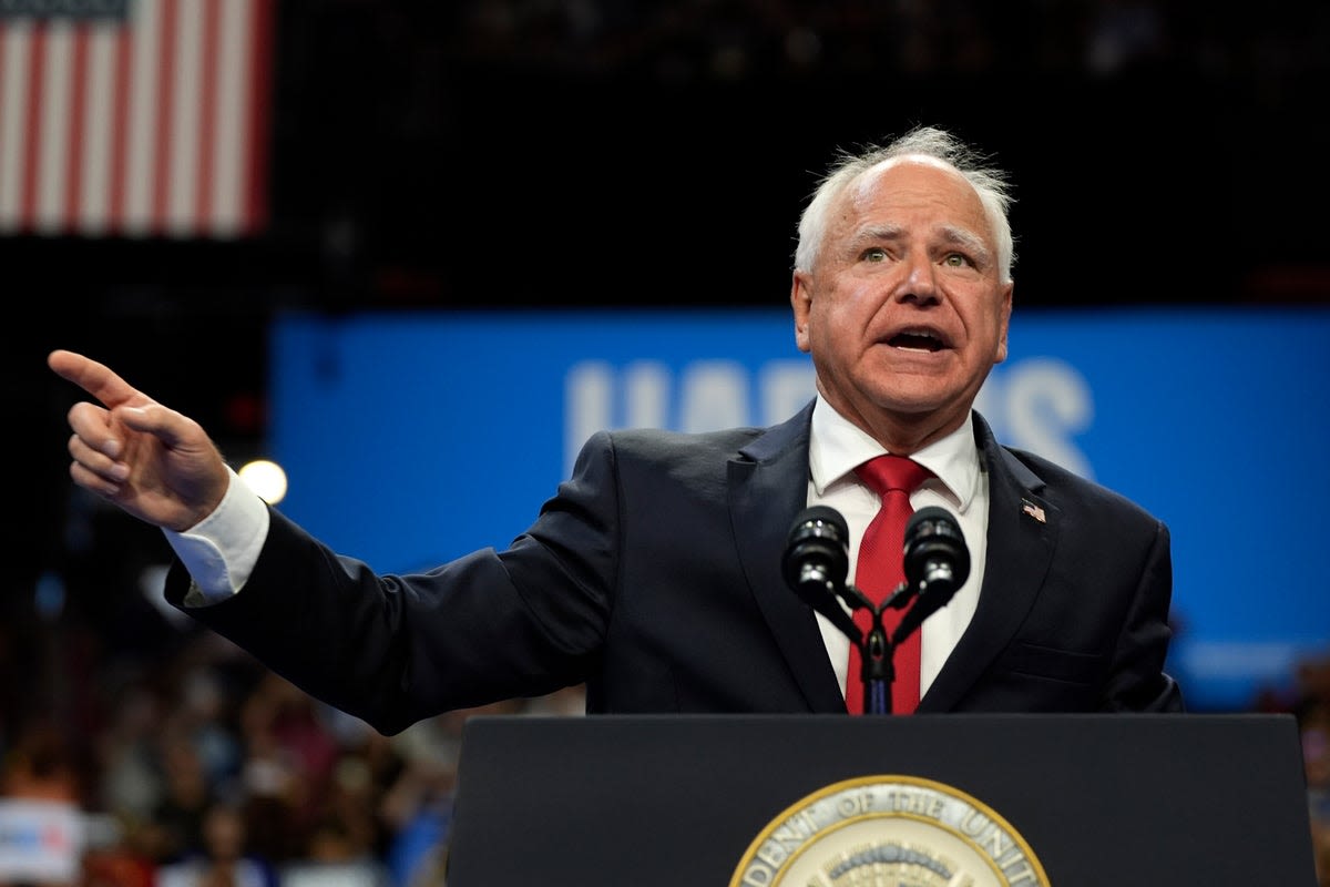 Walz asks crowd to picture Trump making a McFlurry as he woos working class in first solo speech