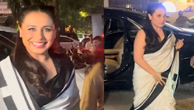 Give your festive look a playful twist like Rani Mukerji in her monochrome saree by adding a cute little bow