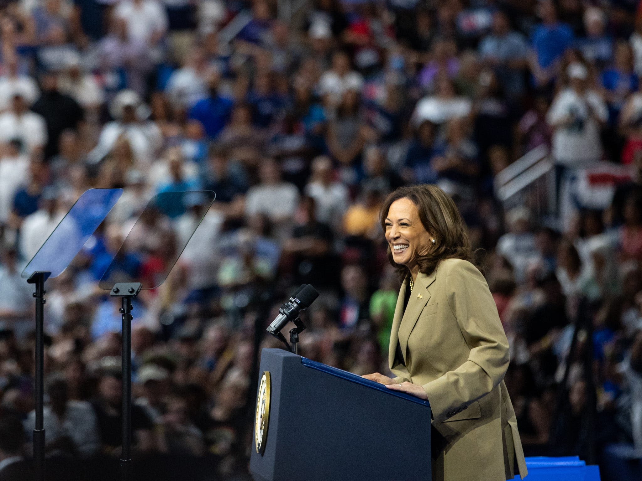 A huge crowd and a new tone for protesters: 5 takeaways from Harris rally