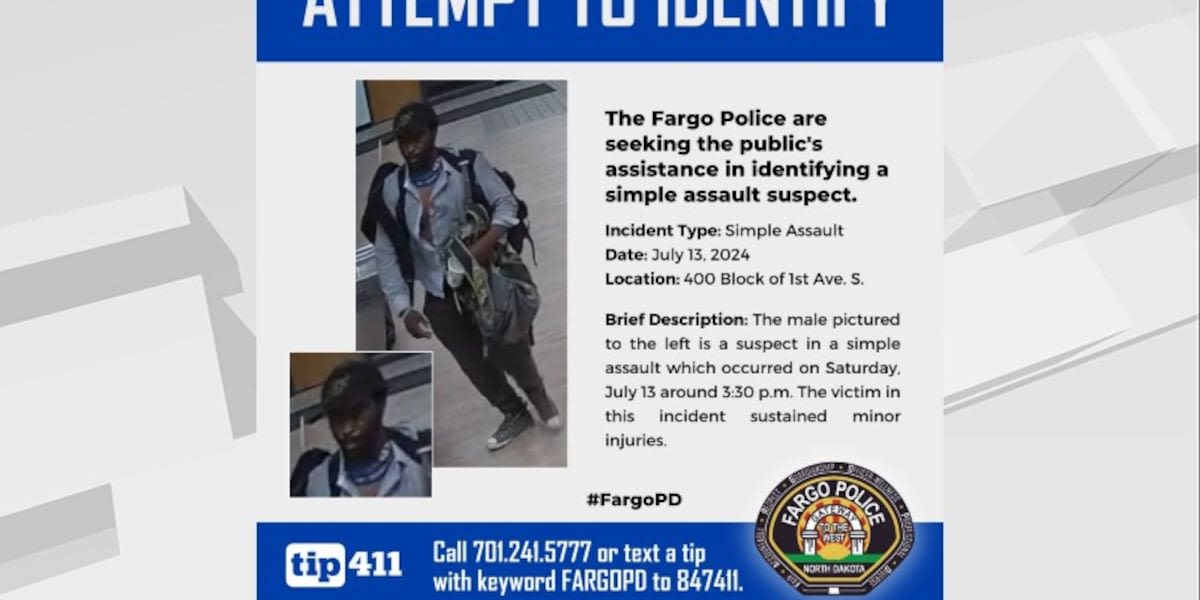 Fargo PD looking for suspect in a simple assault